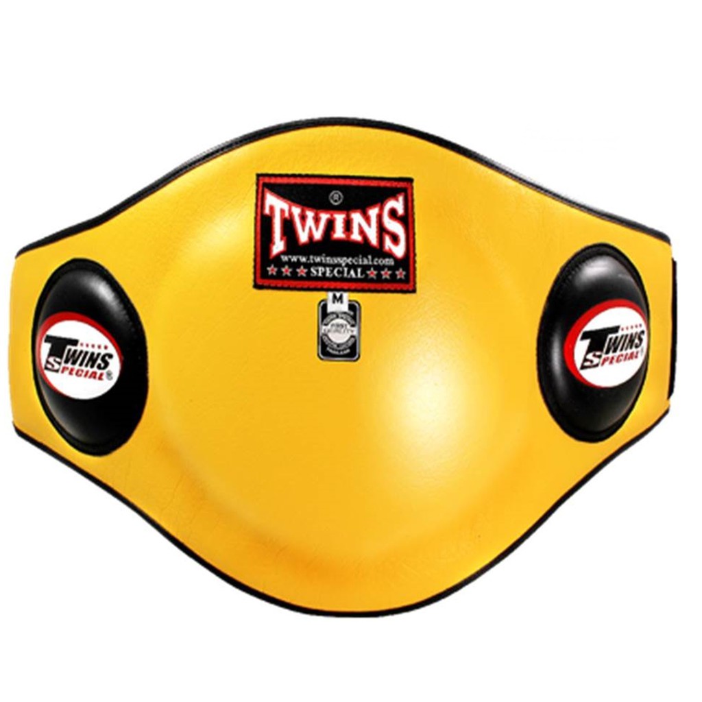 เป้าท้องทวินส์ (size M,L ) หนังแท้ สีเหลือง Twins special Belly Protector BEPL2 Yellow Training Muay