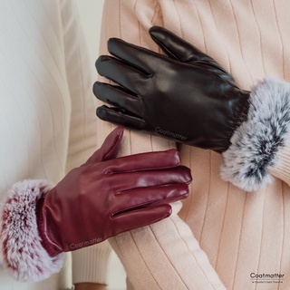 Coatmatter - Leather Pom Gloves ถุงมือหนังบุขน