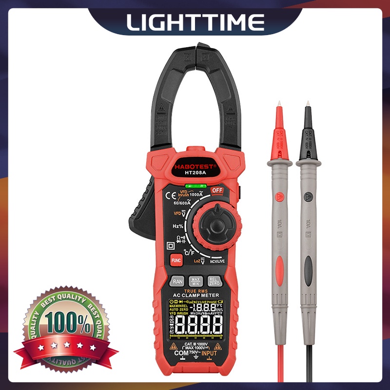HT208 1000A 1000V AC DC Digital Clamp Meter มัลติมิเตอร์ Pinza Amperimetryica True RMS ความแม่นยําสูงความจุ NCV Ohm Hz เครื่องทดสอบ