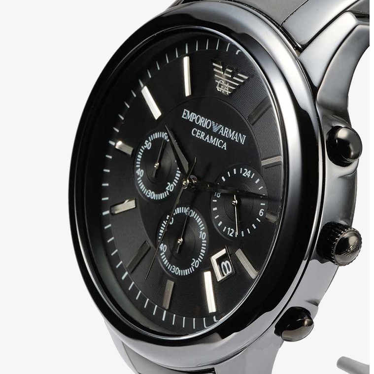 EMPORIO ARMANI นาฬิกาข้อมือผู้ชาย รุ่น AR1451 Ceramica Chronograph Black Dial - Black DjbS