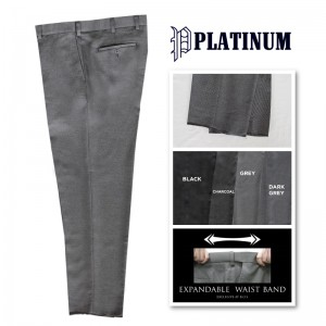 PLATINUM BIG SIZE Flat Front Tic Weave Slacks PMP633 PLUS SIZE 38-68 INCHES (สีเทา)