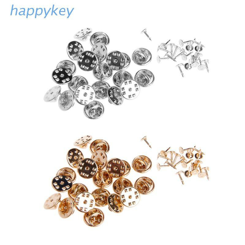 Hap เข็มกลัด Diy ทรงกลมพร้อมหมุดเปล่าสีเงิน 20 ชิ้น