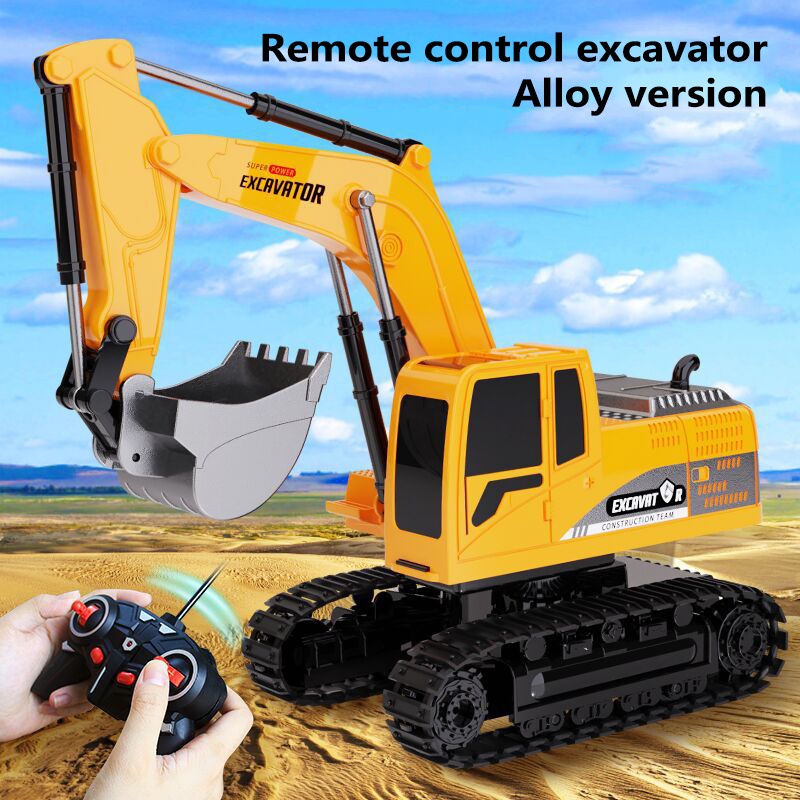 RC รถบรรทุก 2.4G ไร้สาย 6CH RC Excavator Alloy Hook Machine จําลองเด็กไฟฟ้าของเล่นวิศวกรรมยานพาหนะรุ