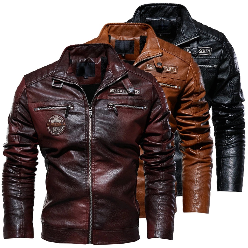[L-7XL] Coat High-Quality Boys PU Leather Coat Coat ขนาดใหญ่ Motorcyclist Leather Coat ซับขนแกะ Warm Windproof Coat ยุโรปอเมริกันอินเทรนด์แฟชั่นชายเสื้ออินเทรนด์ผู้ชายต้องมี