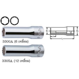 KOKEN 3305A-19/32ลูกบ๊อกยาว3/8"-12P-19/32"