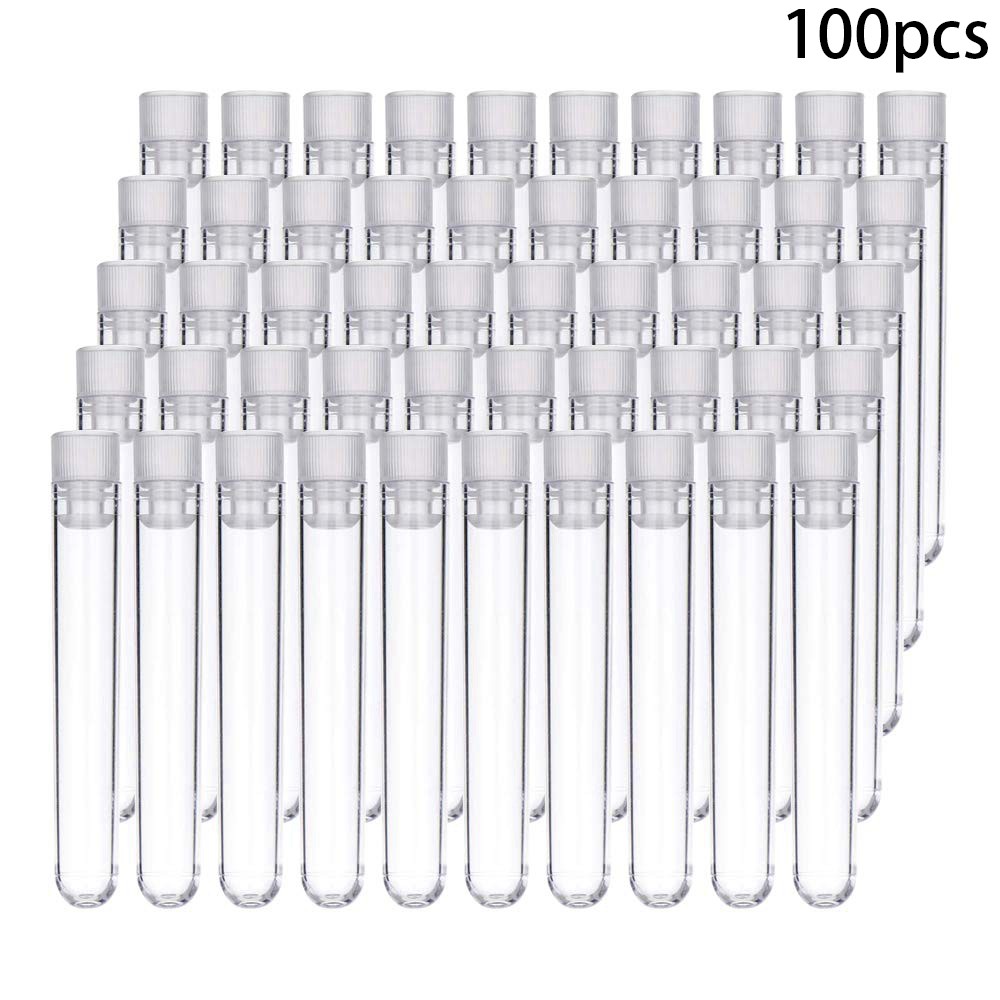 CLEAR หลอดทดลองพลาสติกใสพร้อมฝาเกลียวสีขาวขนาด 12×75 มม . 100 ชิ้น ราคา ถูกที่สุด ดีลบีเคเค แกลเลอรีภาพที่ 2