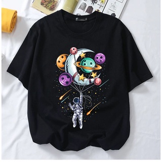 นักบินอวกาศ graphic tees T-shirt viral lengan pendek perempuan laki wanita/100% cotton/short sleeve women men