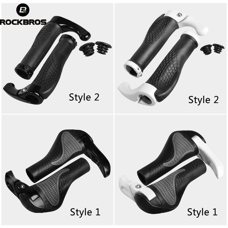 ROCKBROS MTB Bike Lock-on Handlebar Grips Rubber & Aluminum Barend Bar End