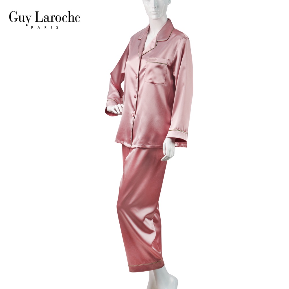 Guy Laroche GV3535ชุดนอน ปาจามา ผ้า SATIN  เสื้อแขนยาว กางเกงขายาว ตกแต่งปลายแขน กระเป๋า ปลายขากางเก