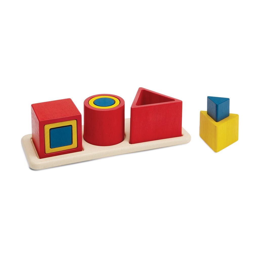 PlanToys ของเล่นไม้ 5463 Nesting Puzzle - Unit Plus รูปทรงเรขาคณิตเรียงซ้อน เสริมพัฒนาการ สำหรับเด็กอายุ 18 เดือน ขึ้นไป