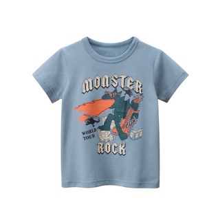 9849 27kids เสื้อยืดเด็ก ไดโนเสาร์ พ่นไฟ MONSTER ROCK