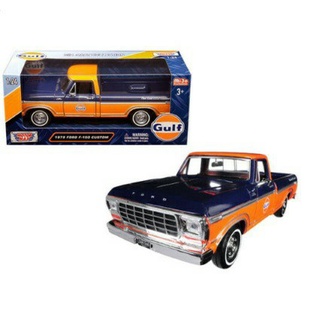 โมเดลรถ NO.79652 MOTOR-MAX - 1979 Ford F-150 Custom Pickup Truck Gulf ส้ม- น้ำเงิน อัตราส่วน 1:24  จำลองเหมือนจริง