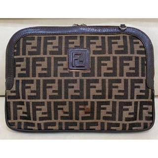 fendi clutch brown zucca canvas