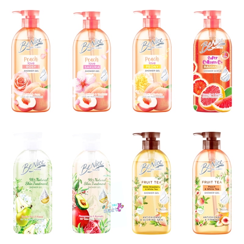 BeNice Love Me Peach Shower Gel Peach Love 450ml. / Fruit tea / 98% Natural skin treatment / Super C