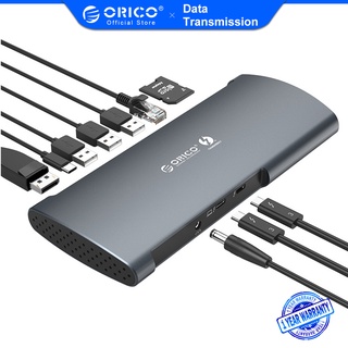 Orico อะแดปเตอร์ฮับ 40GBPS Real Thunderbolt 3 Dock USB Type-C เป็น 8K DP HDMI USB3.0 RJ45 SD4.0 60W สําหรับ MacBook Pro Huawei (TB3-S1)