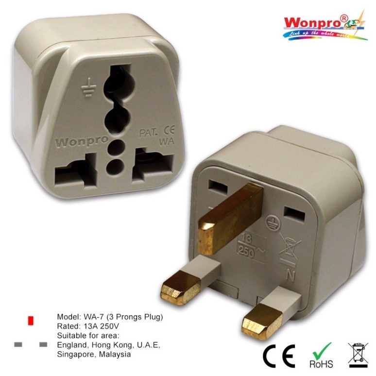 WONPRO, อะแดปเตอร์สําหรับเดินทางอเนกประสงค์ WA-7 UK, HK, UE,