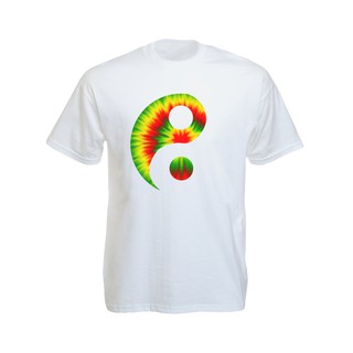 เสื้อยืดราสต้าTee-Shirt Rasta Yin and Yang Psychedelic เสื้อคอกลมสีขาว/สีดำลายหยิงและหยาง สวมใส่สบาย White/Black Tee-S