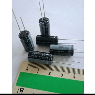 CAPACITOR 4.7F2.7V(4ล้าน7แสนไมโคร)ELNAสีดำ(แพ็ค10ตัว)ซุปเปอร์คาปาซิเตอร์ 10x20mm แท้-ใหม่แกะกล่องDYNACAP,ซุปเปอร์แคป