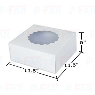 (50ใบ/แพ็ค) กล่องเค้กแม็ค 4 ปอนด์ (11.5x11.5x5") เจาะดอกไม้_INH100