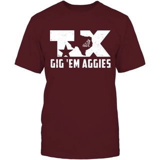 คอลูกเรือเสื้อยืดคอกลมFanprint Texas A&amp;M Aggies เสื้อยืด คอกลม ผ้าฝ้าย พิมพ์ลายแผนที่ Tx State แฟชั่นฤดูร้อน คุณภาพดีผ้า