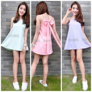 🎀mini dress สายเดียว แต่งโบว์หลัง น่ารักสุดๆ🎀