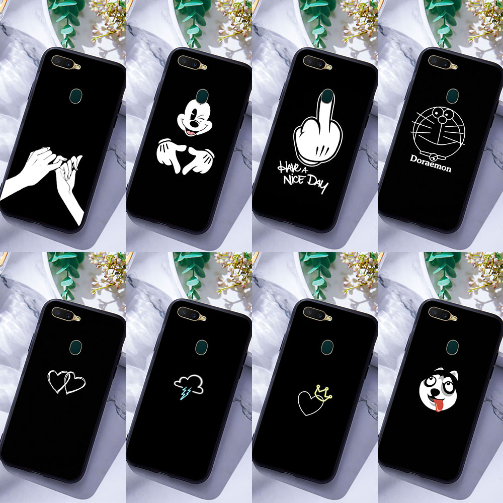 เคสโทรศัพท์มือถือ ซิลิโคนนุ่ม ลายสีดํา สําหรับ OPPO A3 A3S A5 A5S A7 A12 A12E