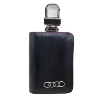 HISO-CAR VIP เคสกุญแจรีโมท ซองรีโมท หนังแท้ สีดำแดง ออดี้ AUDI #382