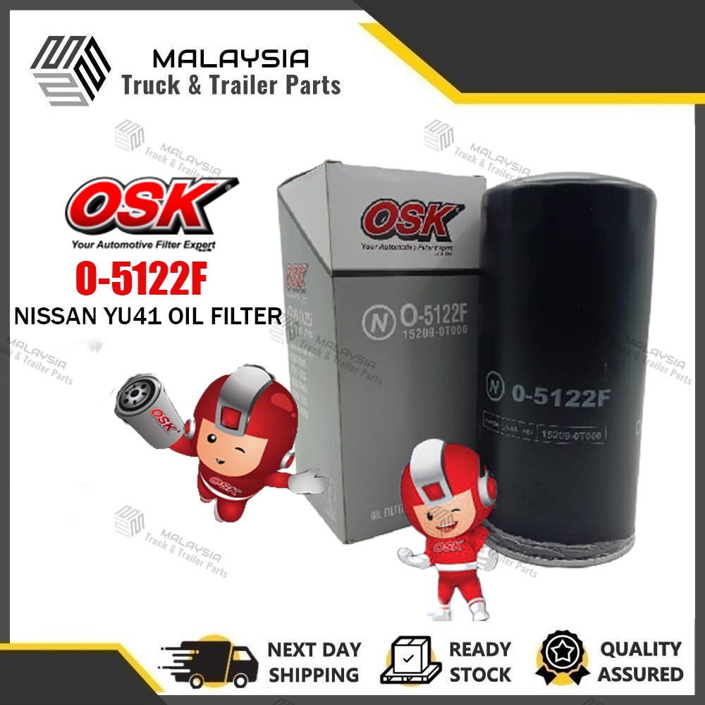 OSK O-5122F NISSAN YU41 กรองน้ํามันเครื่อง (15209-0T000)