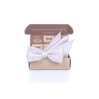 เซ็ทหูกระต่ายและผ้าเช็ดหน้าสูทสีเทาอ่อน-Light Grey Silk Satin Bowtie set