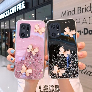 เคส OPPO Find X5 Pro 5G A96 A95 4G A16K Soft TPU Phone Case เคสโทรศัพท Starry Sky Glitter Bling Bling Butterfly Phone Back Cover