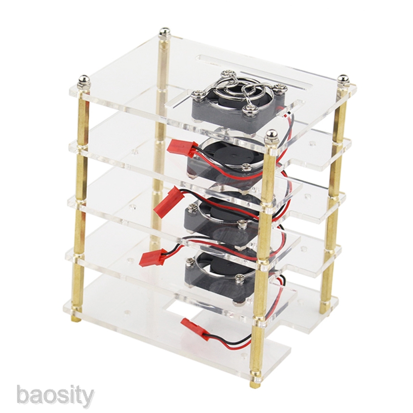 {new}[BAOSITY] 4 Layers Acrylic Clear Stack Case with Fan for Raspberry Pi 3/2 Model B/B+ 9X0P #6