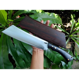 มีดแรมโบ้ Rambo มีดใบตาย มีดคัตติ้ง Cutting Knife มีดเดินป่า มีดแคมป์ 10” sup9 full tank ผิวขัด ฝักด้ามไม้พะยูงลายสวย