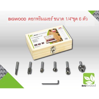 BIGWOOD ดอกเราท์เตอร์ ขนาด 1/4"ชุด 6 ตัว