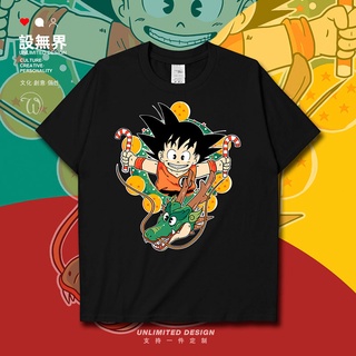 เสื้อยืดแขนสั้น พิมพ์ลายการ์ตูน Dragon Ball Monkey King Dragon สําหรับเด็กผู้ชาย และผู้หญิงSize S-5XL