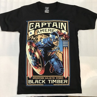 เสื้อยืดผ้าฝ้ายพิมพ์ลายแฟชั่น❣✧CAPTAIN AMERICA Original Black Timber T-Shirt