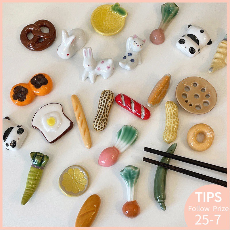 Ins Ceramic Chopstick Rest Cute Vegetables Chopstick Shelf Spoon Holder