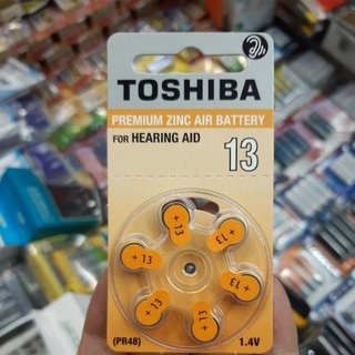 (Made in Japan) ถ่านเครื่องช่วยฟัง Toshiba 13,  A13, ZA13, PR48 1แพค  6ก้อน 1.4V ของแท้