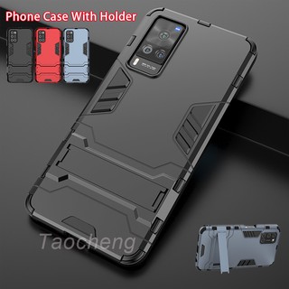 เคสโทรศัพท์แข็งกันกระแทกเคสโทรศัพท์มือถือกันกระแทกพร้อมขาตั้งสําหรับ VIVO X60 X50 Pro X60Pro X50pro 5G Phone Case Hard Armor Shockproof Casing Soft Back Stand Holder Bracket Cover