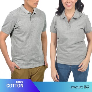 ZENTURY MAX เสื้อโปโล แขนสั้น เสื้อคู่ ชาย,หญิง สีพื้น 💥ผ้า Cotton 100%💥 MKP-3014 / LKP-3015-GYM สีเทา