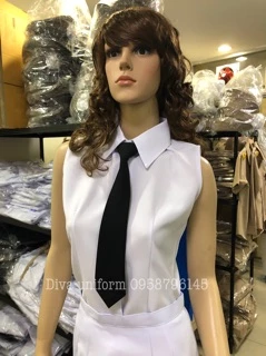 เสื้อตัวใน เสื้อแขนกุด สำหรับชุดปกติขาวหญิง เนคไทสำเร็จรูป
