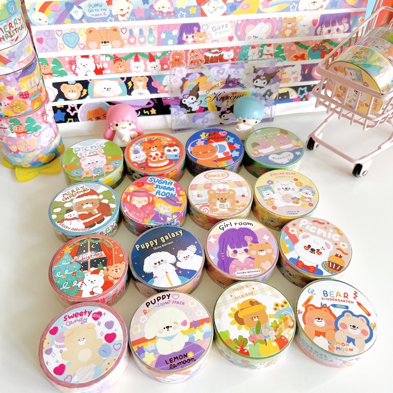 💗เทปตกเเต่ง เทปกระดาษลายใหม่ เเบรนด์sticky.delicious 🧸 ออกแบบเอง ลายลิขสิทธิ์ของทางร้าน ❌ไม่ซ้ำใคร