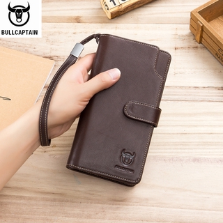 กระเป๋าสตางค์ กระเป๋าตังค์ผู้ชาย หนังแท้  BULLCAPTAIN 028 Leather Wallet Mens Fashion Two-fold Card Holder Wallet RFID Blocking Mens Long Wallet Mens Clutch Bag