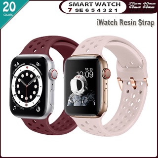 สายนาฬิกาข้อมือ ซิลิโคนนิ่ม ระบายอากาศ สําหรับ Apple SmartWatch 7 41 45 มม. 4 5 6 44 42 มม. iWatch 1 2 38 40 มม.