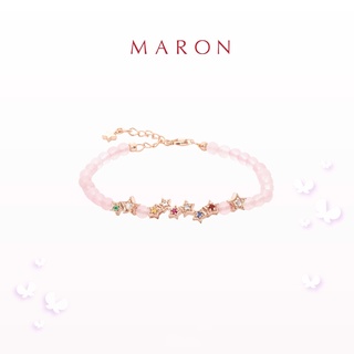 MARON - My Nine Lucky Stars Chain Bracelet with Rose Quartz (โซ่เงิน) สร้อยข้อมือดาวนพเก้า [ควอตซ์กุหลาบ] เงินแท้