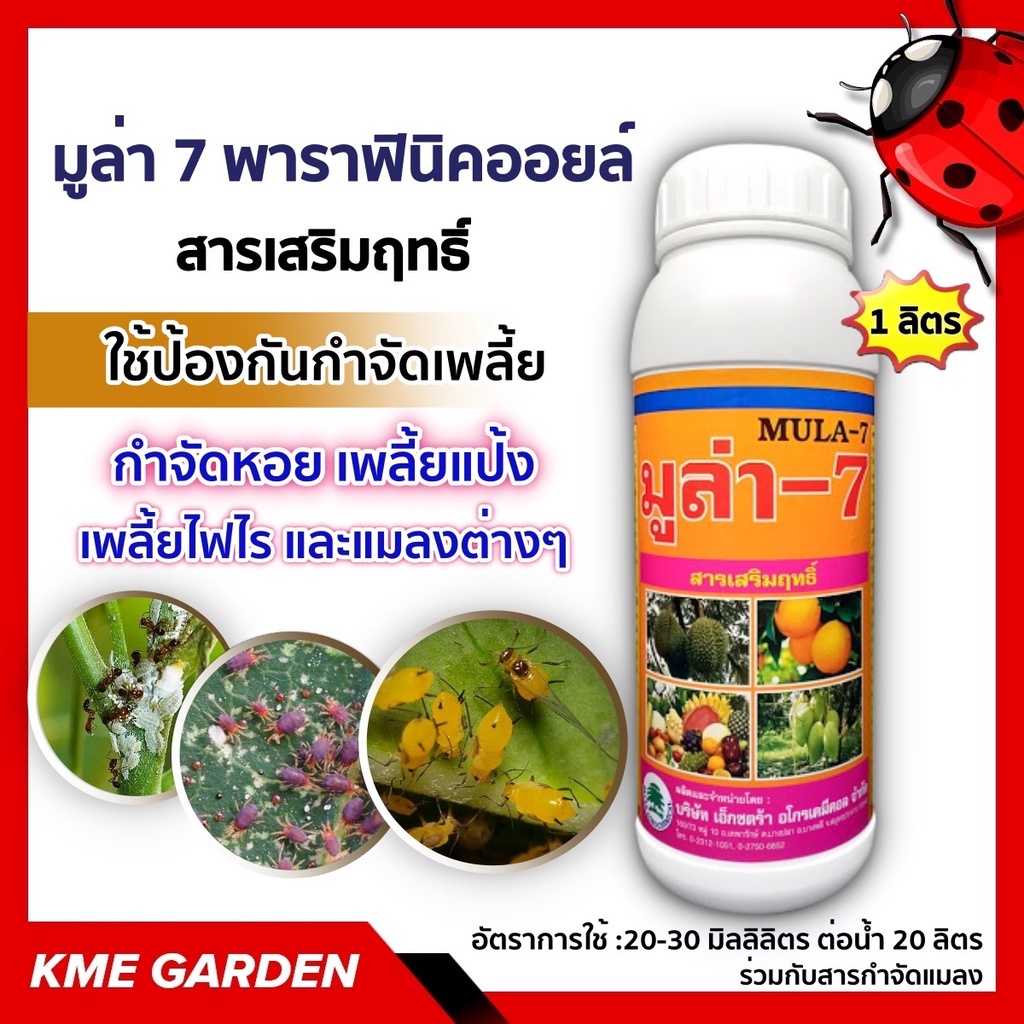 สารเสริมฤทธิ์ มูล่า-7 พาราฟินิคออยล์ สารเสริมฤทธิ์กำจัดแมลง ใช้ป้องกันกำจัดเพลี้ย หอย และแมลงต่างๆ