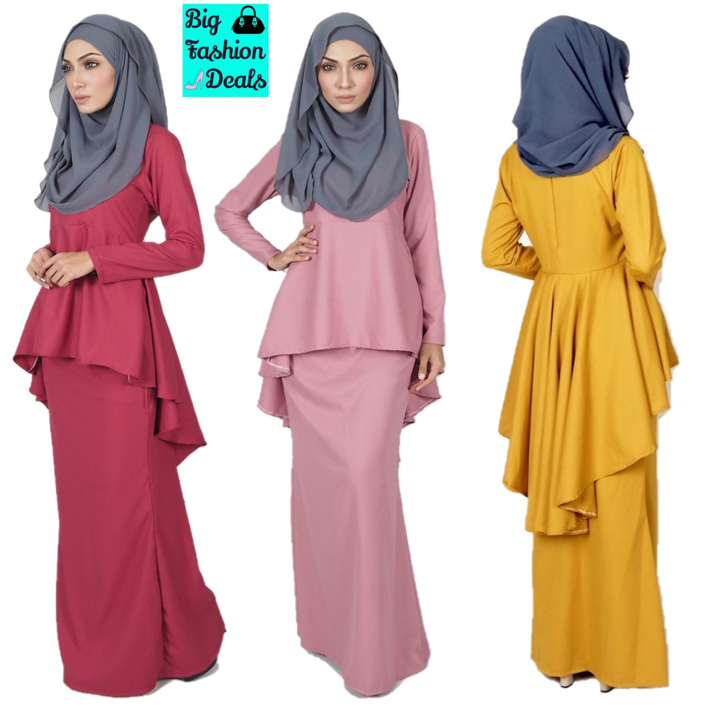 Muslimah Baju Kurung Fishtail สวย Baju Raya 2025 Kurung Plus ขนาดผู้ใหญ่