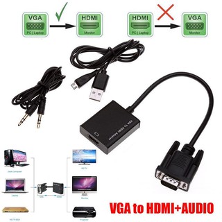 1080P VGA to HDMI Video Converter Adapter with Mini USB Power Cable 3.5mm Audio Cable vga2hdmi for HDTV DVD PC