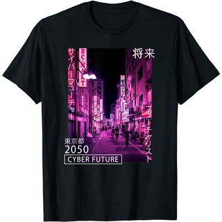 เสื้อยืดวินเทจเสื้อยืด พิมพ์ลาย Cyber Future - Cyberpunk Tokyo 2050 สไตล์ญี่ปุ่น สําหรับผู้ใหญ่S-4XL