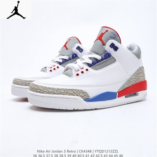 *ของแท้ 100%* Nike Air Jordan 3 Retro og AJ3 รองเท้าบาสเก็ตบอล ทนต่อการขัดถู สําหรับผู้ชาย และผู้หญิง ไซซ์ 36-46 tF8h