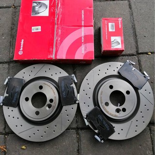 จานเบรคหน้าMini พร้อมผ้าเบรค  MINI    R56   R55 R58 JCW  BREMBO  แท้ ปี2008-2014